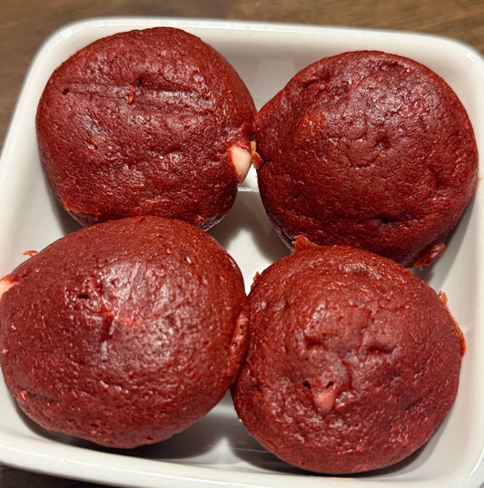 Red Velvet Mini Muffins — handmade mini muffins by Baked & Blessed Co.